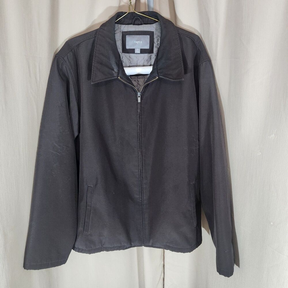 Jacket APT 9 Men XXL Full Zip Brown Quilt Lined Snap Sleeve Sri Lanka 4 Pockets